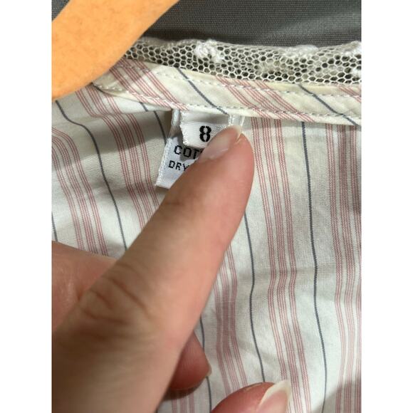 Alcott & Andrews VTG Cotton Button Blouse Pink Cream Sz 8 Coquette Cottage Lace - Picture 4 of 16